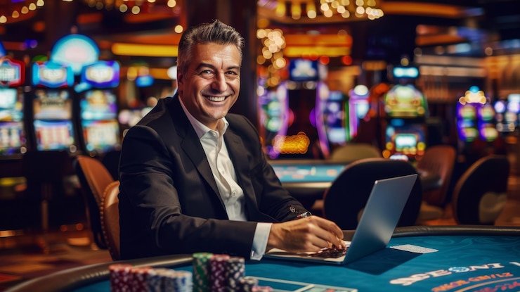Hasil akhir putaran Infinite Blackjack ditampilkan di layar markas303